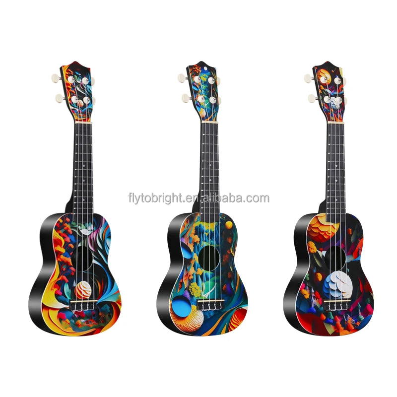 Stock 21/23 Inch ABS Tenor Beginner-Friendly Student Ukulele Concert Travel OEM Brand Color Painting Pattern Powder Coated Body