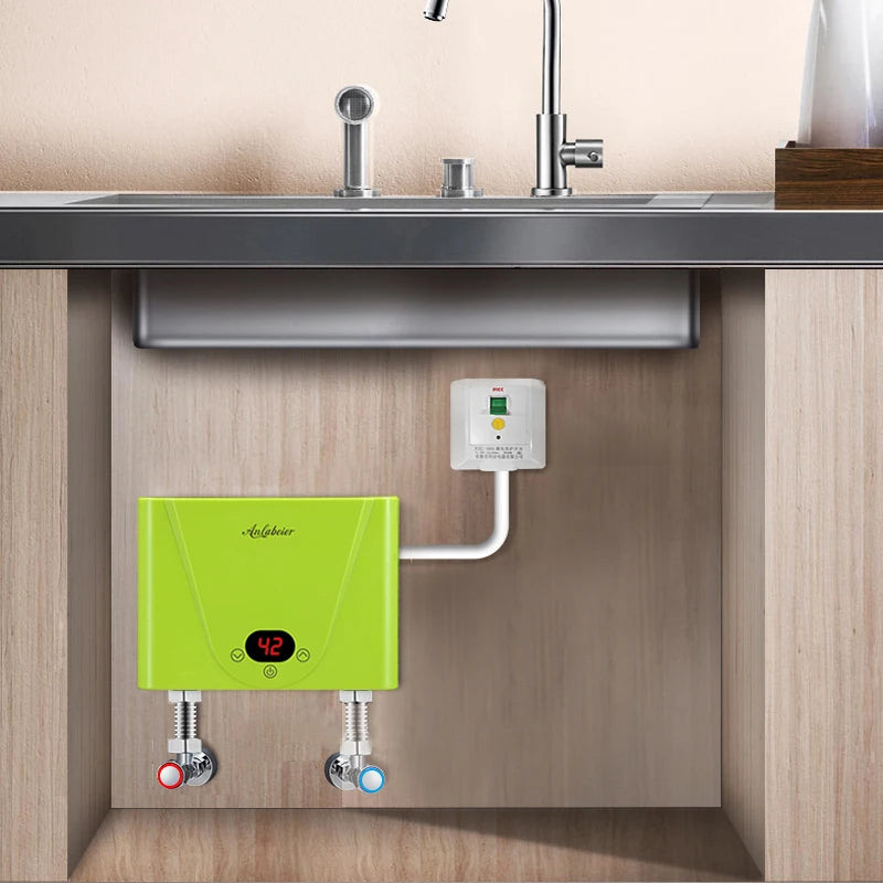 Efficient Electric 4500W Compact Instant Water Heater LED Display Smart Control IPX4 Waterproof Plastic for Kitchen Shower Hotel