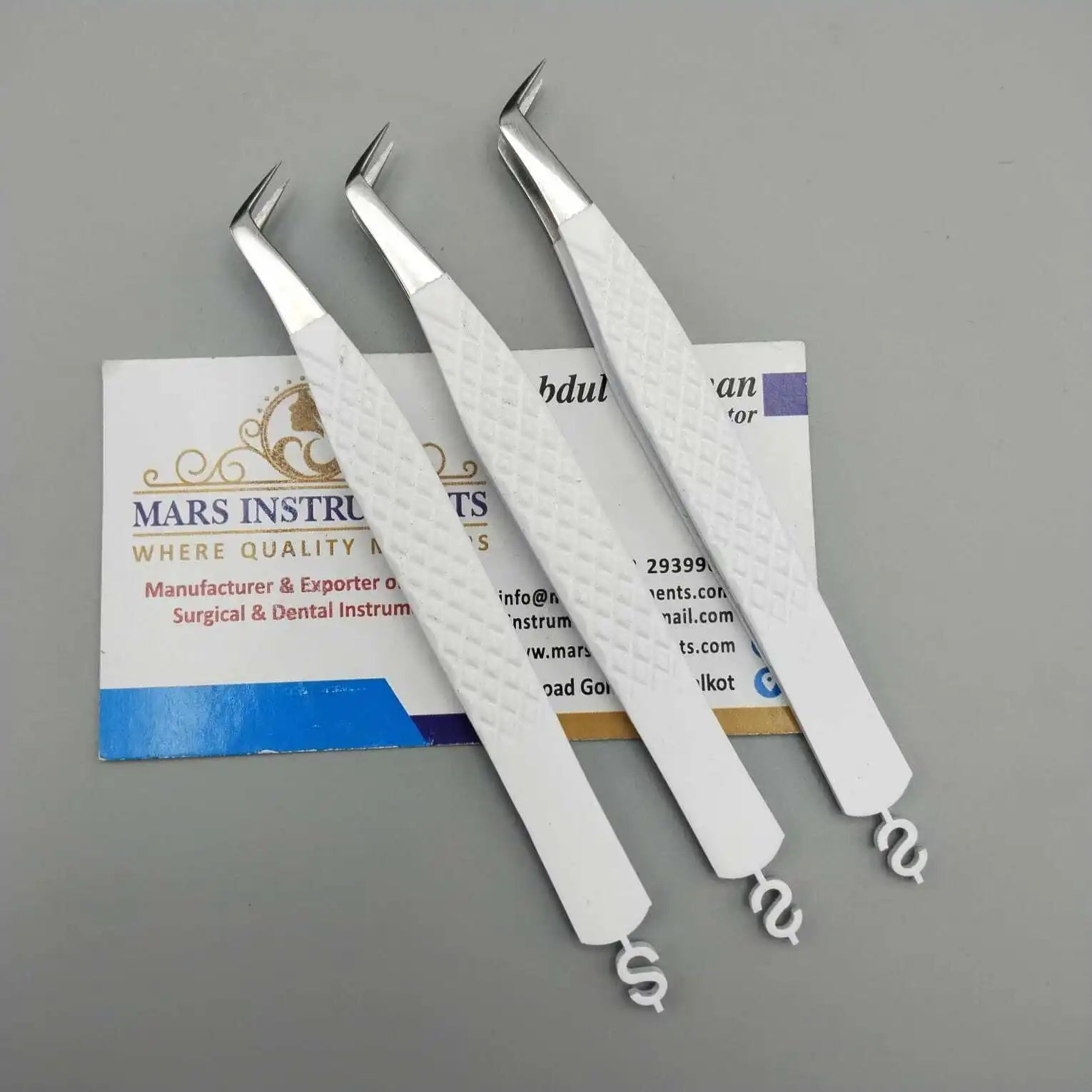 Dollar Sign Eyelash Extension Tweezers 65 75 Degree Stainless Steel Matte White Color Diamond Grip Handle