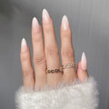 24Pcs Almond Fake Nail Tips Gradient Color Whitening ABS Press on Nails Finger Short Length Wholesale with Nail File