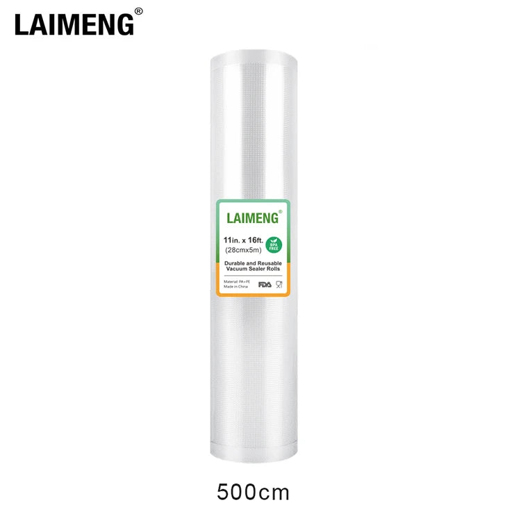 BPA Free Universal Kitchen Food Vacuum Seal Rolls-Clear PA+PE Material 3mil Thick 28x500cm