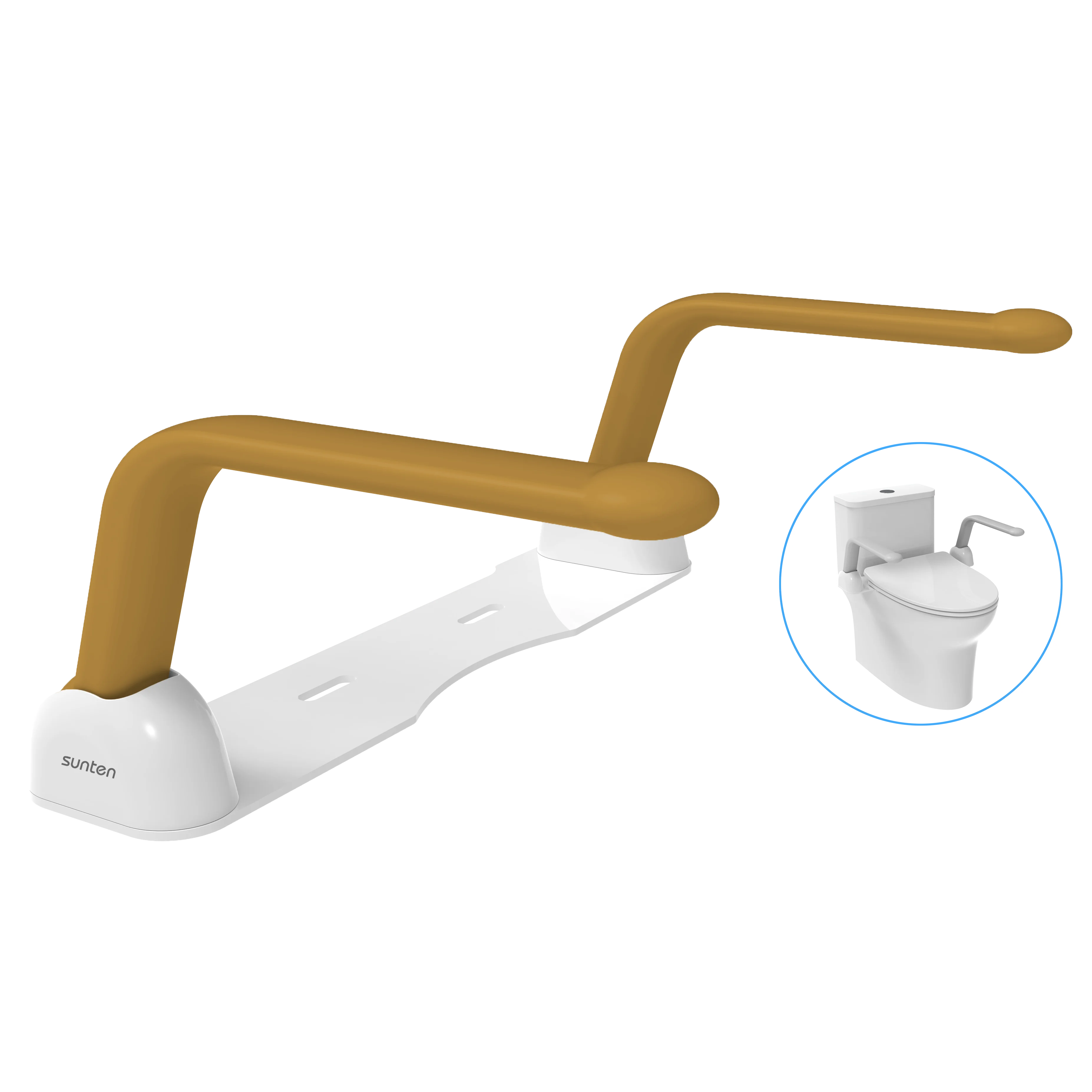 SA002 Sunten Ageing Care Flip-Up Handrail Toilet Safety Armrest Grab Bars (Carbon Steel) for Bathroom Lifting Aid