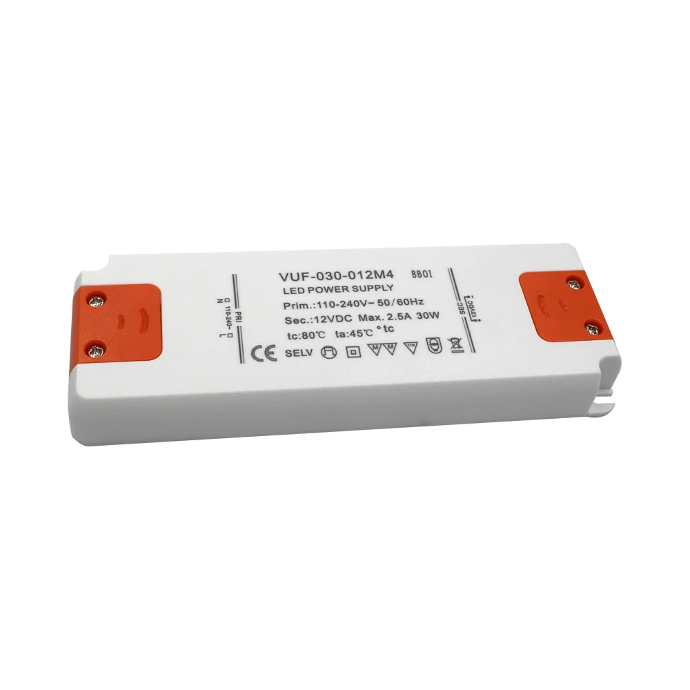 CE Certified 30W High Power Factor 12V AC-DC Single Output Barrier Type Constant Voltage LED Driver Power Supply 3-Year LED
