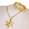 Men's Classic Hexagram Eye Pendant Necklace Gold-Plated Stainless Steel Jewish Jewelry Bracelet