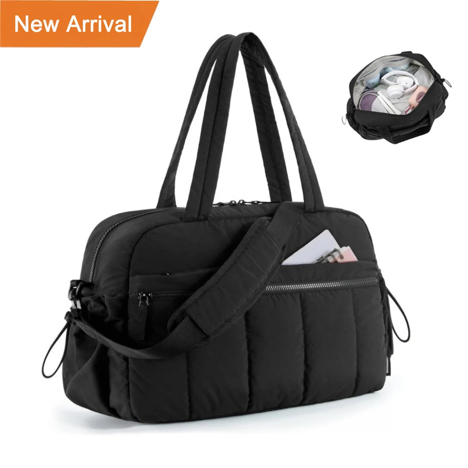 Women's Large Capacity Tote Bag Quilted Travel and Sport Gym Bag with Zipper Closure Fashionable Waterproof New Travel Bag