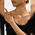 MEIZI Elegant Ladies Jewelry Sets 18K Copper Gold Plated Necklace and Earrings Daily Wear & Party Dating Wedding Accessories
