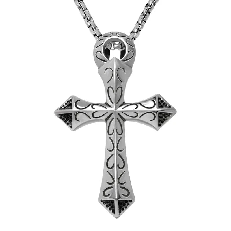New Hip-Hop Cross Pendant Necklace Trendy Vintage Gifts Men Women Personality Gothic Jewelry Stainless Steel Cross Necklaces