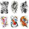 HB Series Waterproof Fish Tattoo Stickers Koi Temporary Tattoo Runzio Brand 170x480mm 3-7 Days Lasting CE Certified Easy Apply