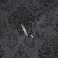 Made Germany Modern Damask Black Silver Grey Non Woven Wallpaper Rolls Highly Wash-Resistant Sound-Absorbing Kitchen Bathroom