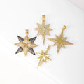 QIKU Wholesale Star Charm 18K Gold Plated Copper Zircon Designer Pendant for Jewelry Necklace Making
