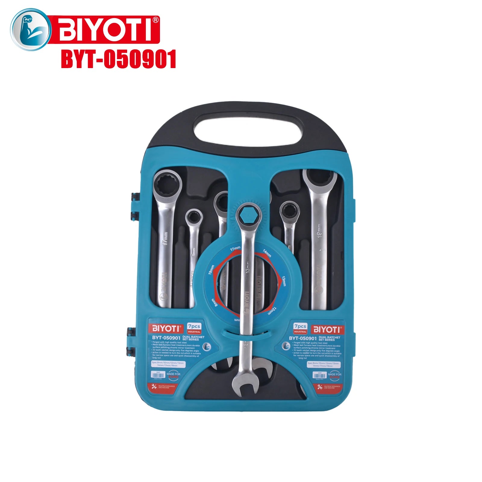 7-piece Ring Spanner Bidirectional Chrome Vanadium Ste Ratchet Wrench Set Manual Double Box End Ratchet Wrench Auto Repair Tool