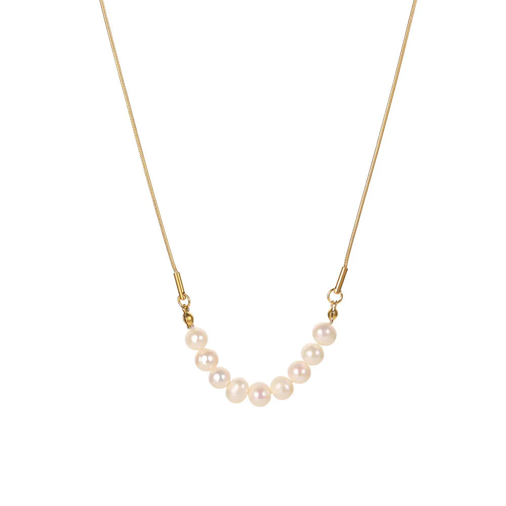 Bohemia Style Freshwater Pearl Stranded Colorful Stone Bead Chain Necklace Jewelry for Women
