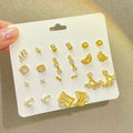 Unisex Gold Plated Cubic Zircon Stud Earrings 925 Silver Anniversary Fine Jewelry Set for Men Women MegaBDM