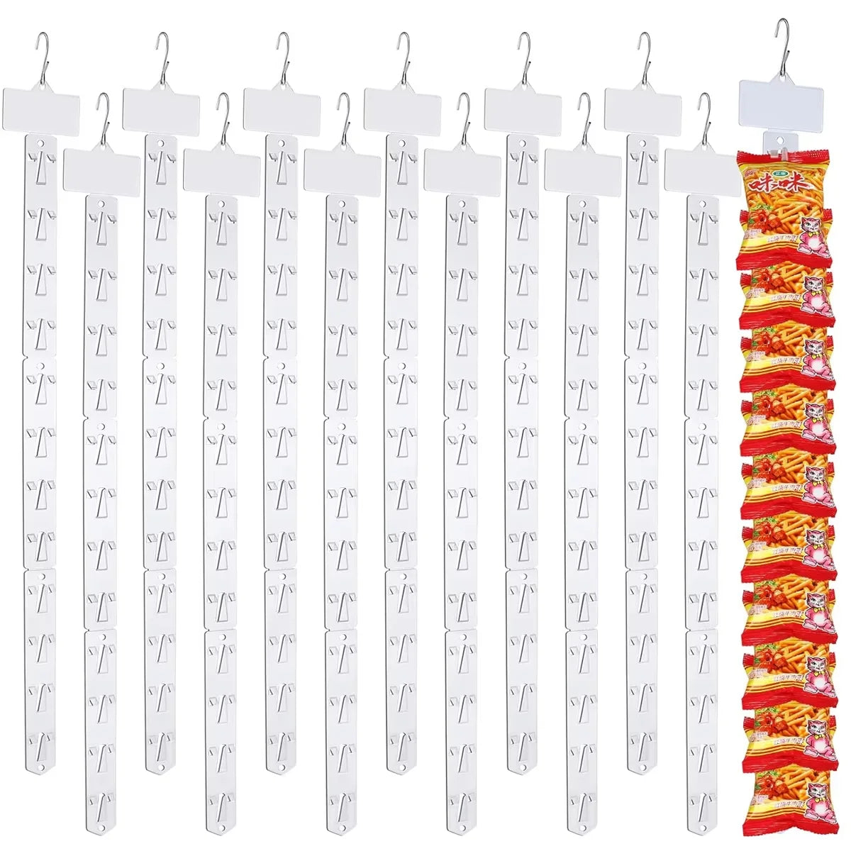 Chips Rack Display Hanging Merchandise Strips With S Hooks for Retail MegaBDM