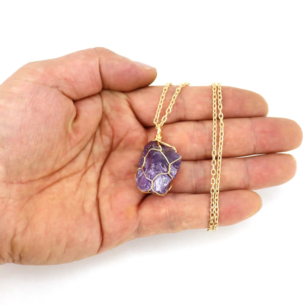 Wholesale Eco-Friendly Angel Style Gemstone Crystal Necklace Pendant for Spiritual Healing Meditation 53cm Chain Positive Energy