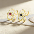 QIKU Classic Luxury Sun Shape Copper Zircon Women Rings Adjustable Opening Engagement Jewelry Decoration Anniversary Party Gift