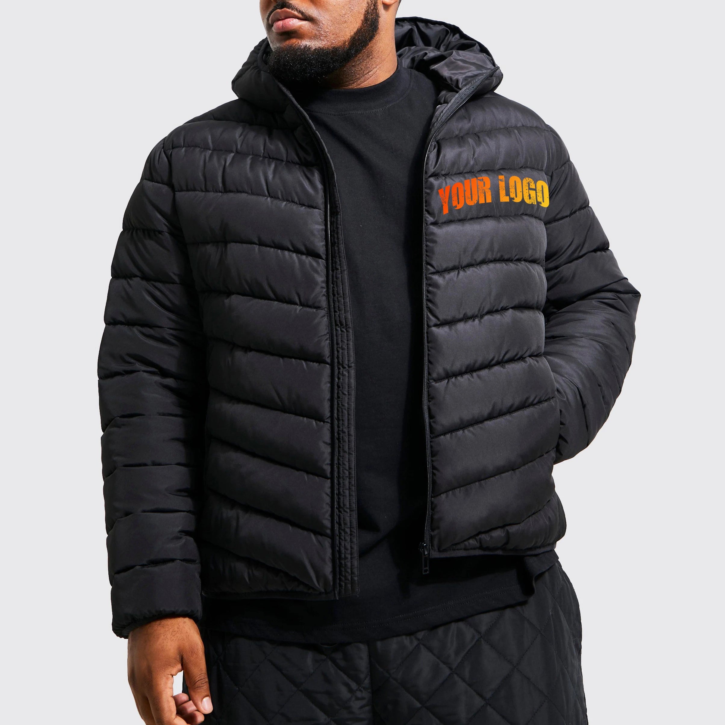 Men's Packable Down Jacket Hooded Lightweight Puffer Insulated Coat for Travel Outdoor Hiking