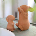Terracotta Rabbit Figurines | Cute Garden Bunny Ornaments | Rustic Terracotta Animal Decor for Outdoor Patio Yard Flower Pots