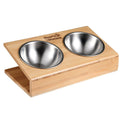 Double V-shaped serving platter 25.3x14x8.5 in stainless steel and bamboo Hearts&Homies