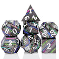 Wholesale Colorful Striped Metal Dice Set. the Entire Series of Shiny Striped Metal Dice Are Suitable for Tabletop Games