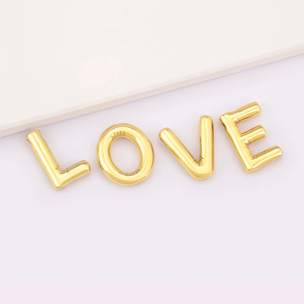 QIKU Gold Plated Alphabet Letter Charms Chunky Initial Pendant Charms A-Z Letter Charms for Jewelry Making Necklaces