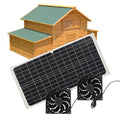 Solar Powered Dual Weatherproof Fan 2 Set Fan with 1 Solar Panel for Chicken Coop/Greenhouse/Shed/Pet House