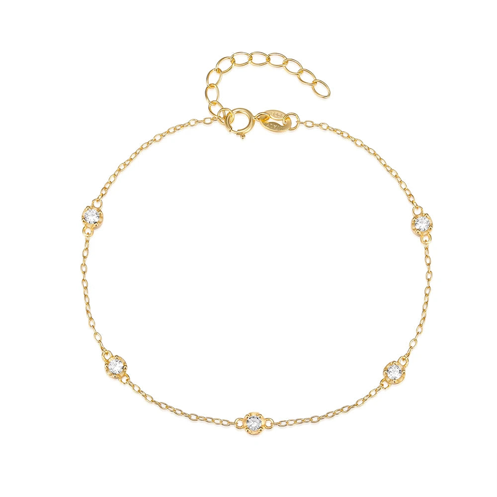CANNER 925 Silver Classic Simple Interval 5A Zircon Ladies Wedding Bracelet Daily Wear Bracelet Gift for Women 18K