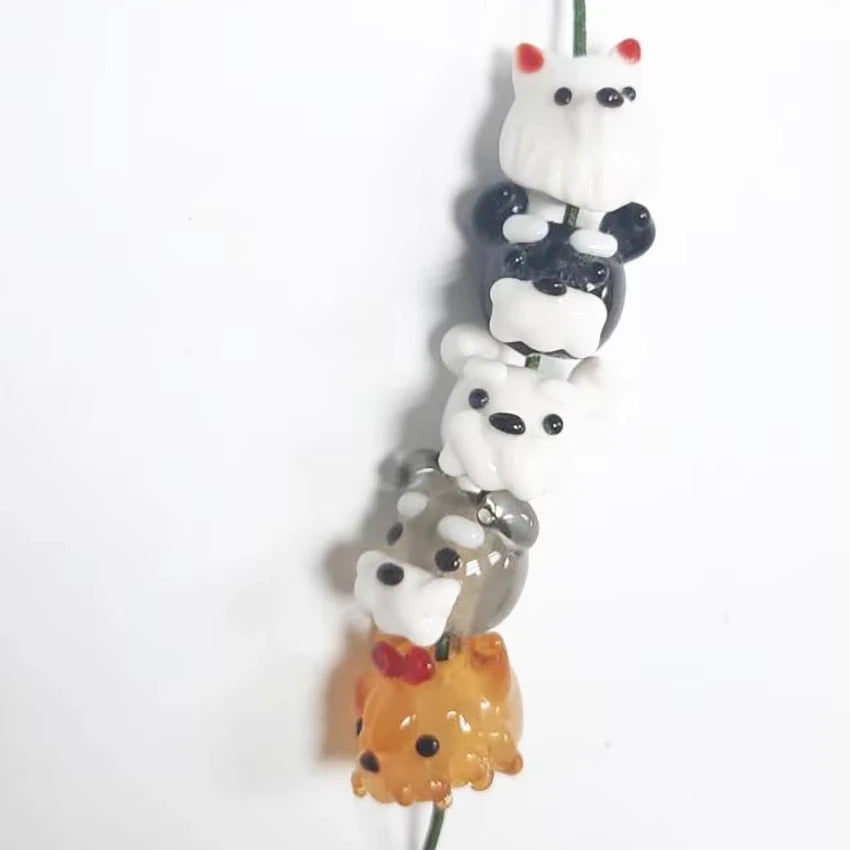 Artistic Mixed Animal Small Dog Glass Beads for Ornament DIY Craft