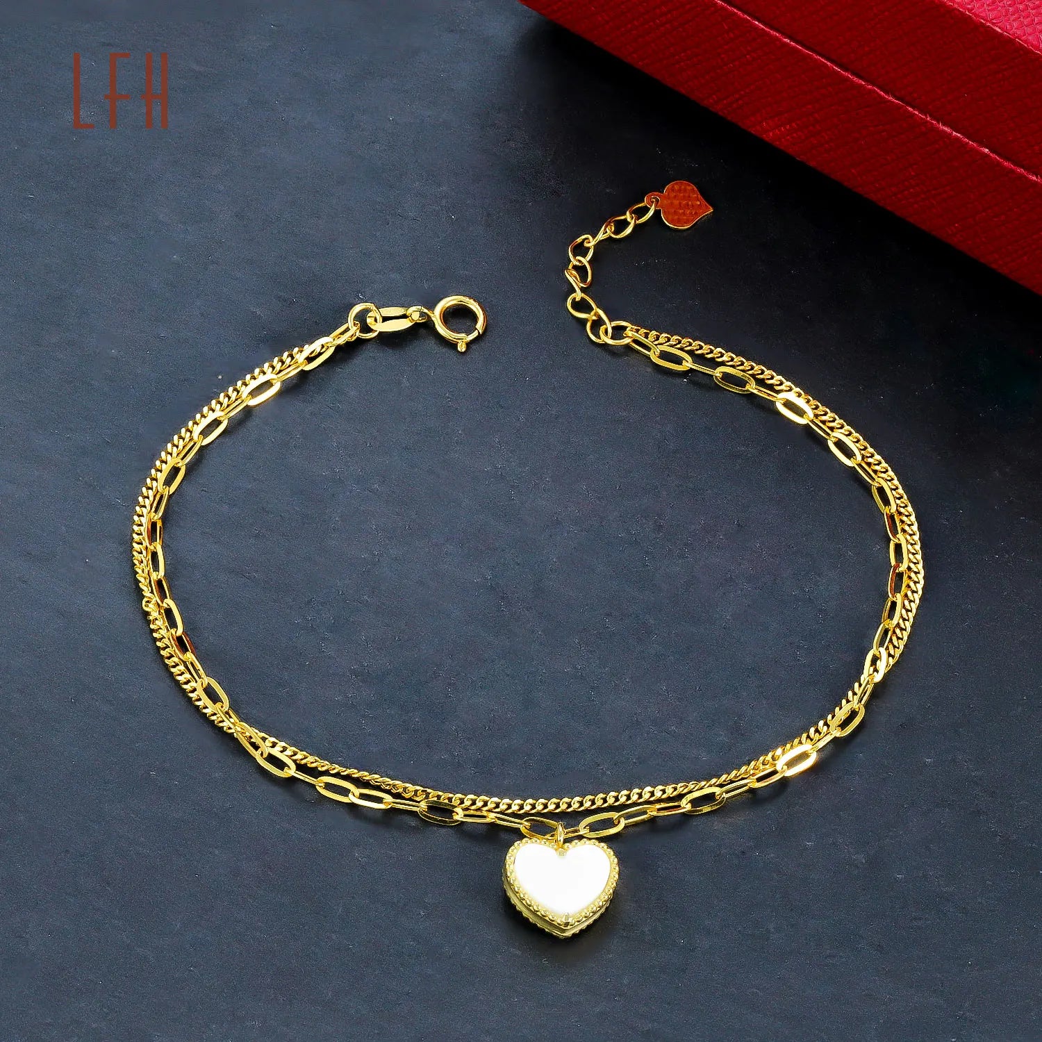 Trendy 18k Pure Gold Heart Bracelet  Real Gold Jewelry 18k with Certificate Au750 Gold 18k Real Bracelet