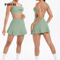 PASUXI High Waist Tennis Skirt Yoga Fitness Skirt Quick Dry Women Sports Skirt with Shorts - Running Gym Clothing