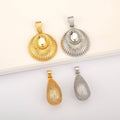 QIKU Chunky 18K Gold Plated Pendant Small Waterdrop/Shell Crystal Charm Luxury Hip Hop Jewelry for DIY Necklace Making
