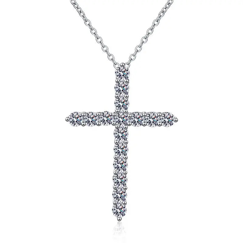 DKD006DZ Moissanite Pendant Necklace Silver Color Box Chain Female Choker Necklaces Fashion Jewelry Gifts for Women Girls