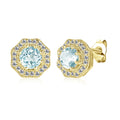 Boucle D'oreille Tendance 2026 Natural Gemstone Blue Topaz Jewelry 925 Sterling Silver Hexagon Stud Earrings Destiny Jewellery