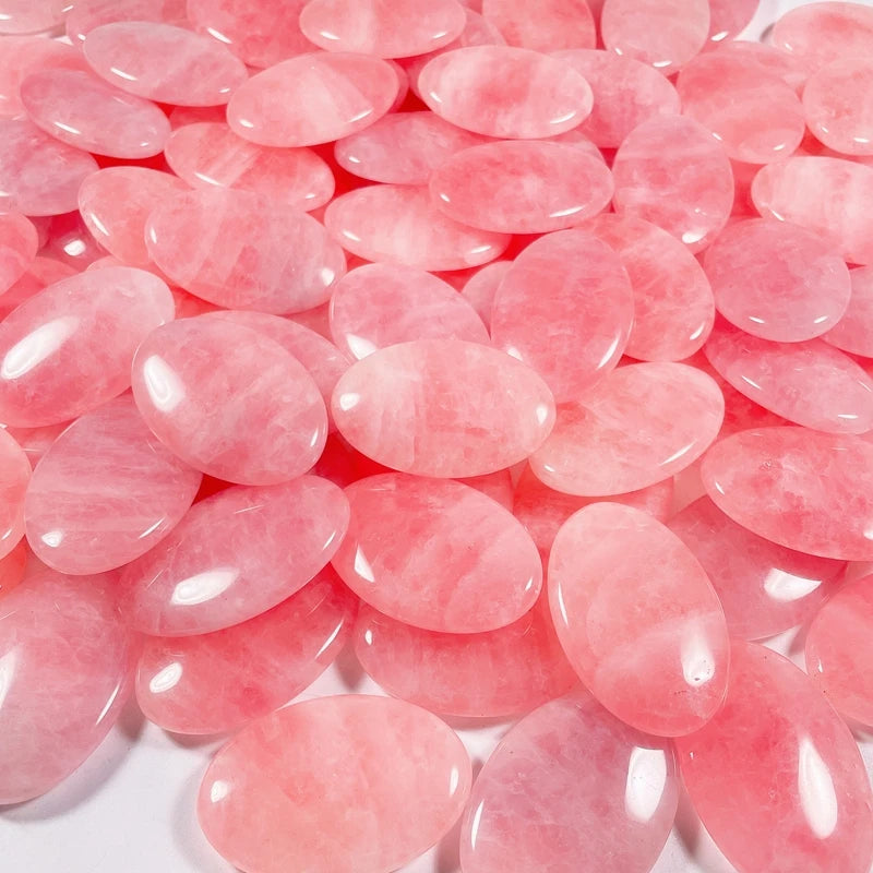 Hongzhuo Natural Cheapest Palm Stone Oval Pocket Stones Rose Quartz Handmade Smooth Healing Crystal