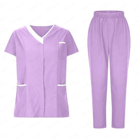 New Quality Medical Uniforms Nursing Uniform Pet Grooming Institution Scrubs Set Spa Uniforms Unisex V-Neck Work Tops Pants Set