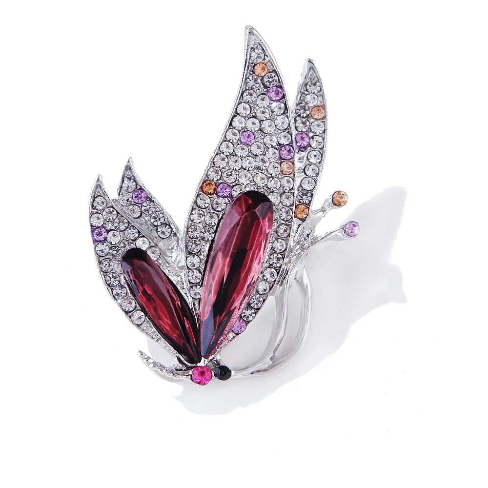 Clothing Accessories Elegant Korean Style Women Gift Purple Rhinestone Jewelry Animal Crystal Butterfly Brooches Brooch Pin MegaBDM