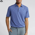 High Quality Performance Polyester Spandex Short Sleeve Striped Golf Polo Shirt for Men
