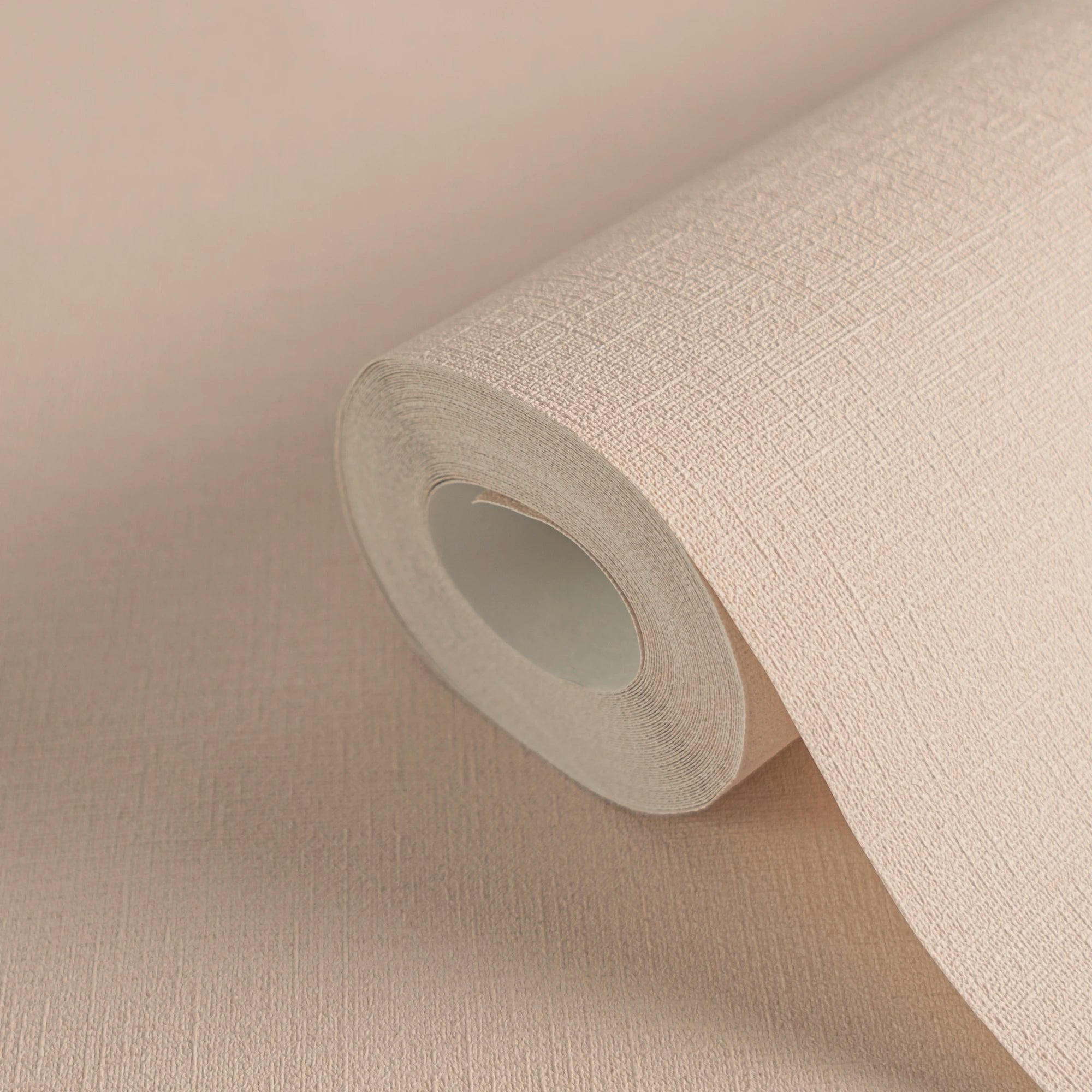 Made in Germany - Plain Wallpaper rolls Colour Beige - Non Woven Vinyl - Factory Wallpaper Textile Structure - 1005 x 053 m