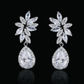 LOW MOQ Silver Plated Brass Zircon Drop Earrings for Bride Wedding