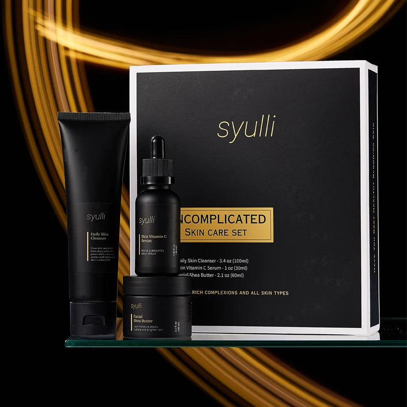 Private Label Natural Skincare Set Oil Control Cleanser Shea Butter Moisturizer Cream Vitamin C Serum Organic Skin Care