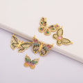 QIKU Chic Colorful Stones Butterfly Series Charms 18K Gold Plated Copper Zircon Pendants for Diy Jewelry Necklace Making Online
