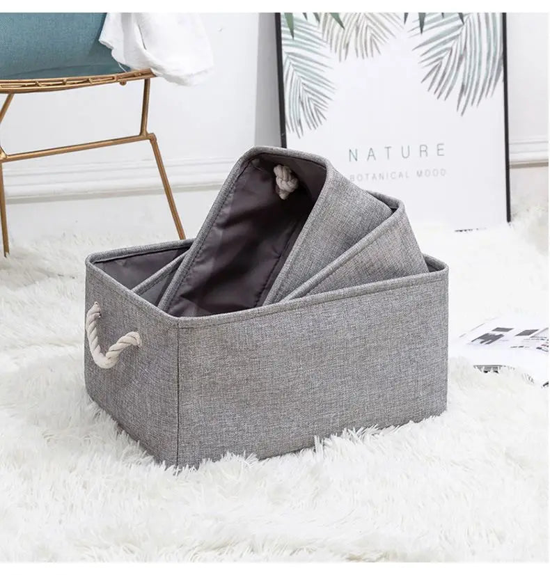Fabric Storage Basket for Organizing Baskets with Rope Handles Foldable Baskets for Toys Soft Nursery Organizer