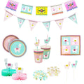 Cute Cartoon Alpaca Birthday Party Kids Decor Disposable Tableware Set Paper Cups Paper Plates Mexican Party Decor