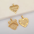 QIKU Wholesale Vintage Heart Charms Gold Plated Copper DIY Metal Pendant for Jewelry Making Fashion Accessories