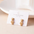 Cute Bear Series Brown and White Pearl Bear Stud Earrings Zircon and Imitation Pearl Bear Shape Stud Earring for Women Girl
