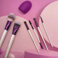 YRX A174 Luxurious 6pc Makeup Brush Set Soft Synthetic Make up Brush Pearl White Foundation Brush Blending With Cleaning Disc