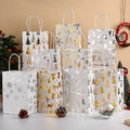 Festive Christmas White Kraft Paper Gift Bags with Cartoon Tree Design for Holiday Parties and Snack Packaging