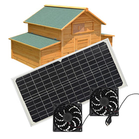 Dual Weatherproof Solar Powered Fan with 1 Monocrystalline Silicon Solar Panel for Chicken Coops Greenhouses Sheds or Pet Houses