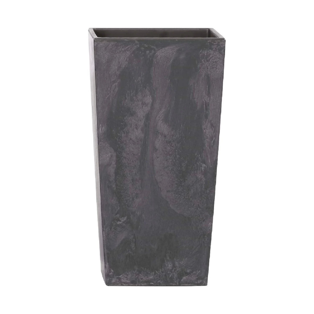 Prosperplast Urbi Square Effect 11.4 L tall plastic planter WITH reservoir in Anthracite color 37.5 (height) x 19.5 (width) x