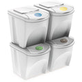 Set of 4 KEDEN SORTIBOX waste bins recycling bin off-white volume 4x25L